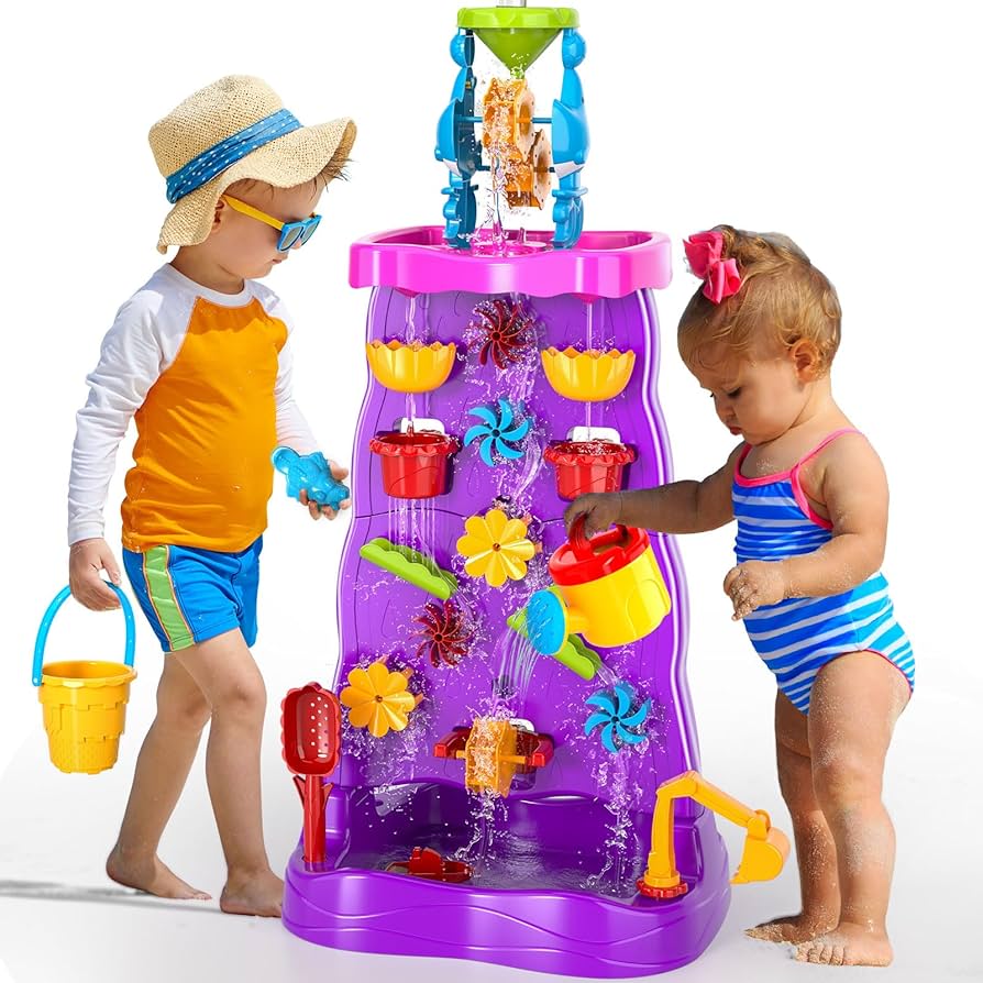 Outdoor Toys for Grils Boys Kids Toddlers, Water Table Waterfall for  Toddlers 1-3, Two-Sided Waterfall Tray Water Sand Activity Tables Summer  Outdoor Outside Toys for Toddlers Age 1-3 3-5 5-7, Sand &